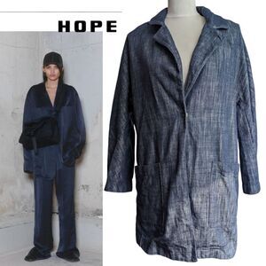 HOPE STHLM Stockholm 💯 Cotton Made In Italy Oversized Denim Blazer Jacket  S